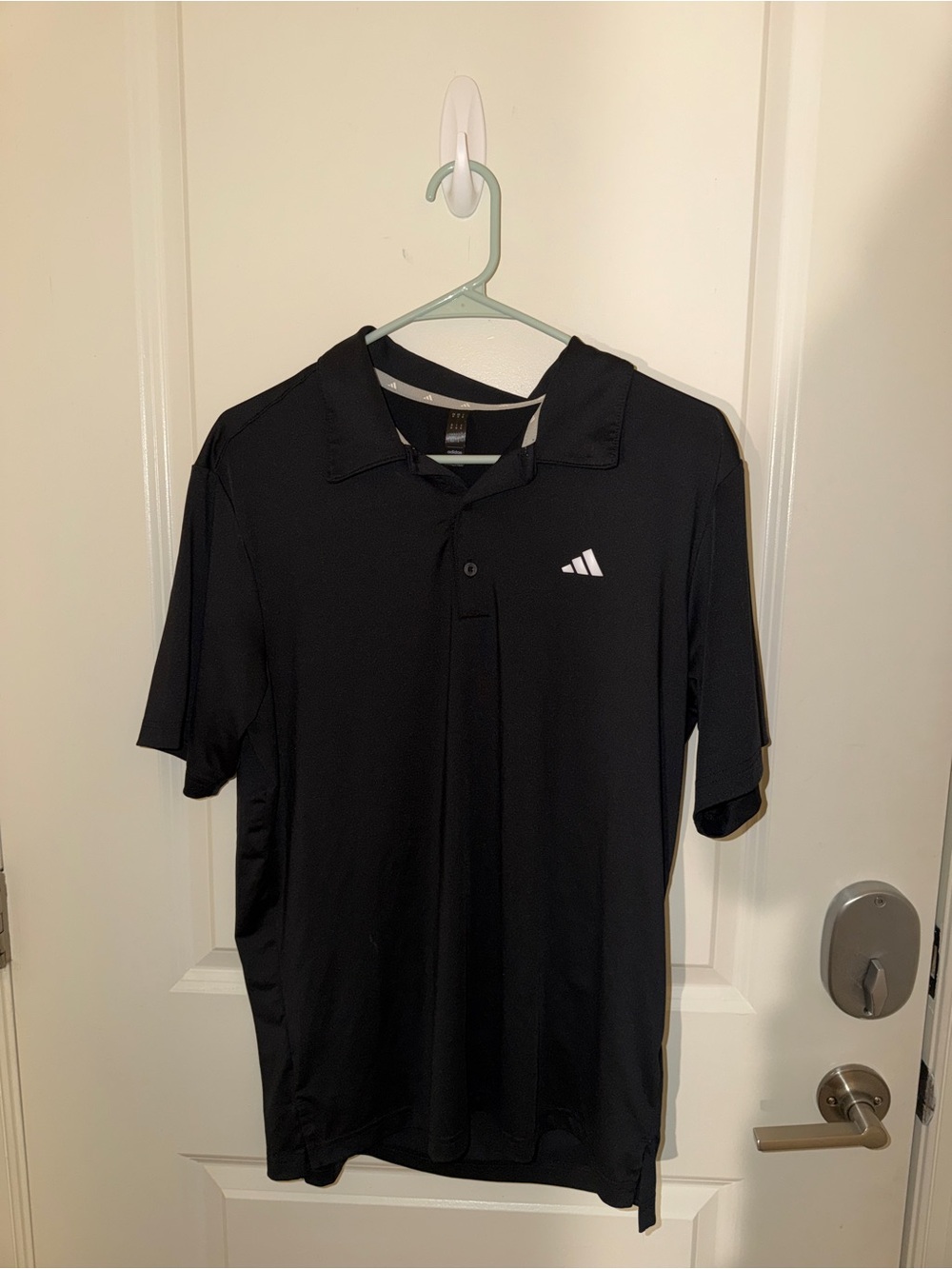 adidas Black Short-Sleeve Polo with White Logo